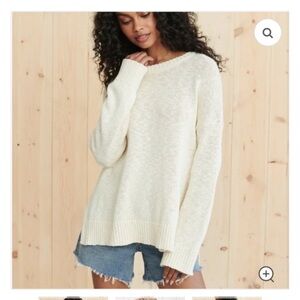 Jenni Kayne cotton linen boyfriend Sweater ivory